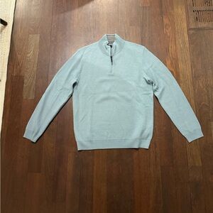 Ted Baker Men's Sweater - Aqua Blue Quarter Zip Textured - Size 4
